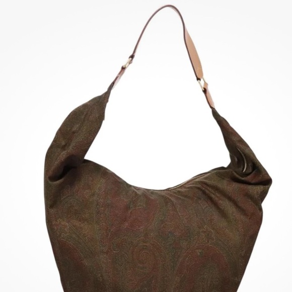 Etro Canvas leather Paisley Brown Hobo Bag